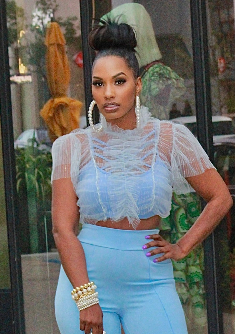 sheer frill top