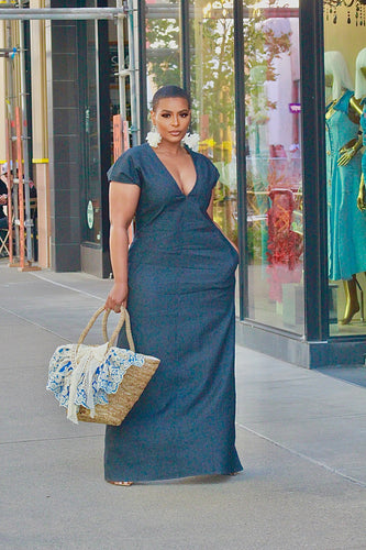 Straight Like That Maxi Denim Dress