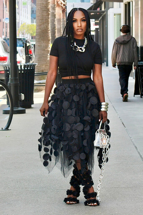Pretty Petals Tulle Skirt-- Black