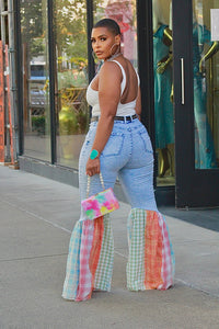 Summer Pastel Flannel Wide Leg Pants