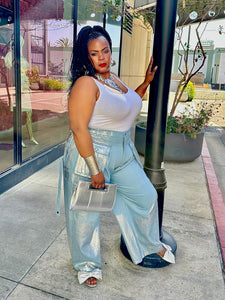 Silver Dipped Cargo Jeans Curvy Brat