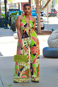 Just Geometrics Halter Jumpsuit