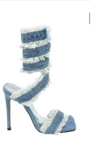 Load image into Gallery viewer, Denim Wrap Me Up Heels