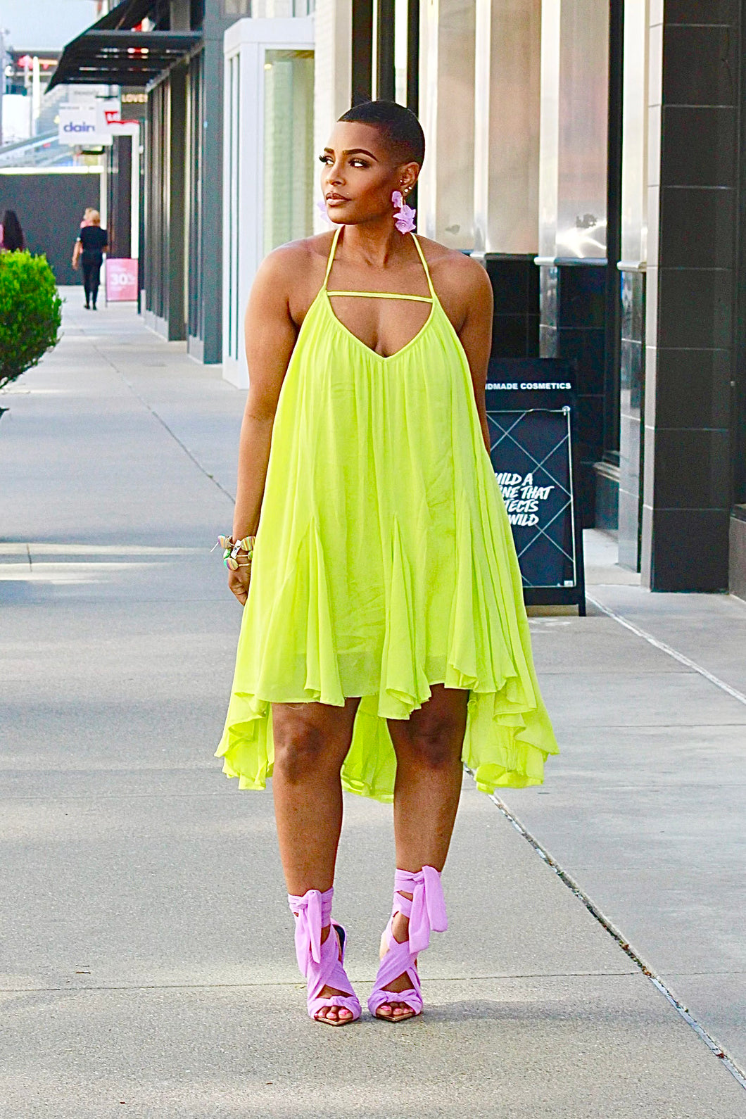 Flow With Me Mini Dress- Lime