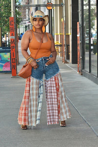 Flannel Panel Wide Leg Pants