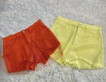 Load image into Gallery viewer, Crystal Net Denim Shorts- Yellow