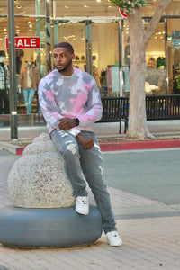 Stained Mens Crewneck- Pink