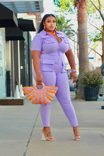 Load image into Gallery viewer, Lavender Cargo Girl Jumpsuit- Curvy Brat