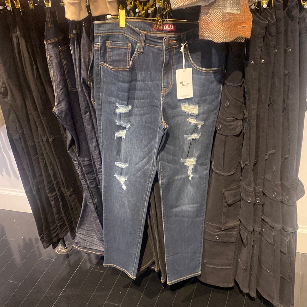 Distressed Skinny Fit Mens Jeans- Dark Wash