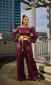 Unapologetically Spoiled Royalty Leather Wide Leg Pantz- Specialty Item