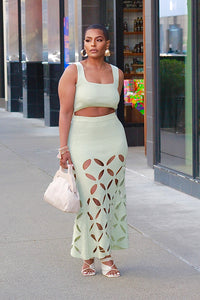 Sweater Knit Sand Dollar Skirt Set- Sage