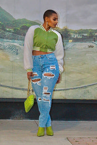 Cozy Cropped Varsity Jacket