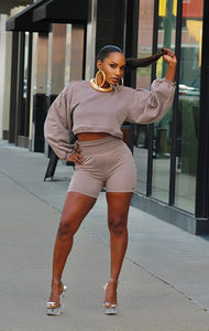Peek A Boo Short Set- Ash Mocha