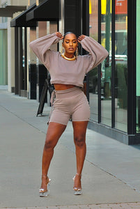 Peek A Boo Short Set- Ash Mocha