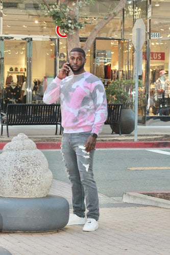 Stained Mens Crewneck- Pink