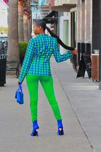 High Waist Stretch Skinny Jeans- Kelly Green